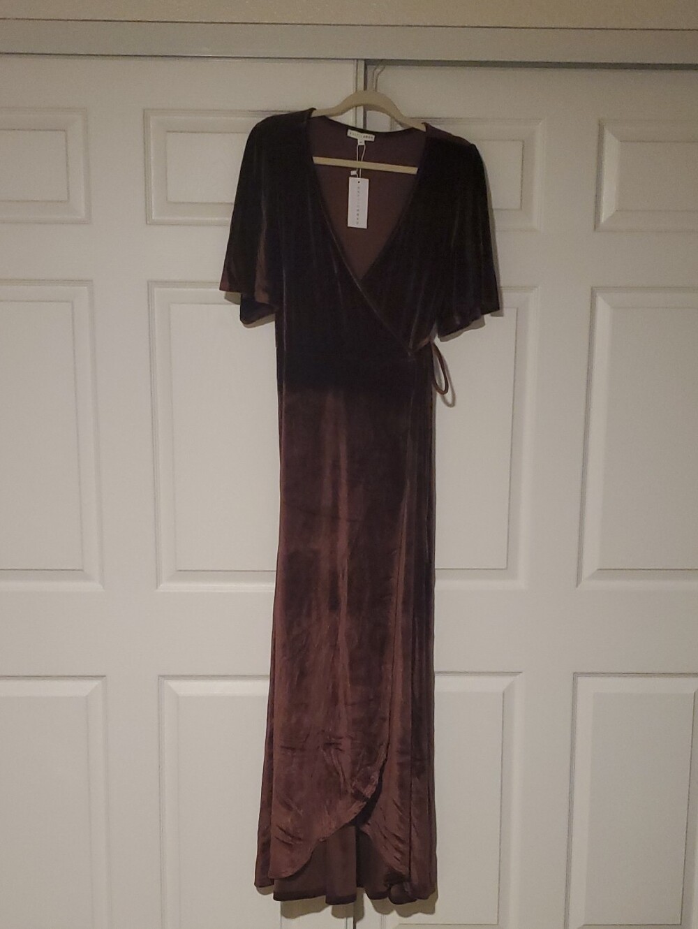 Baltic Born Deep Plum Velvet Wrap Maxi Dress